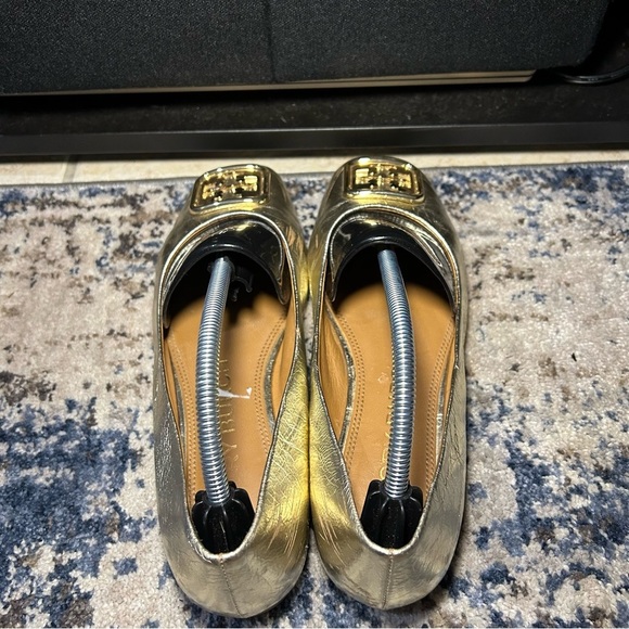 Tory Burch Georgia Sparkle Metallic Gold Ballet Flats Size 7.5 - Picture 8 of 12